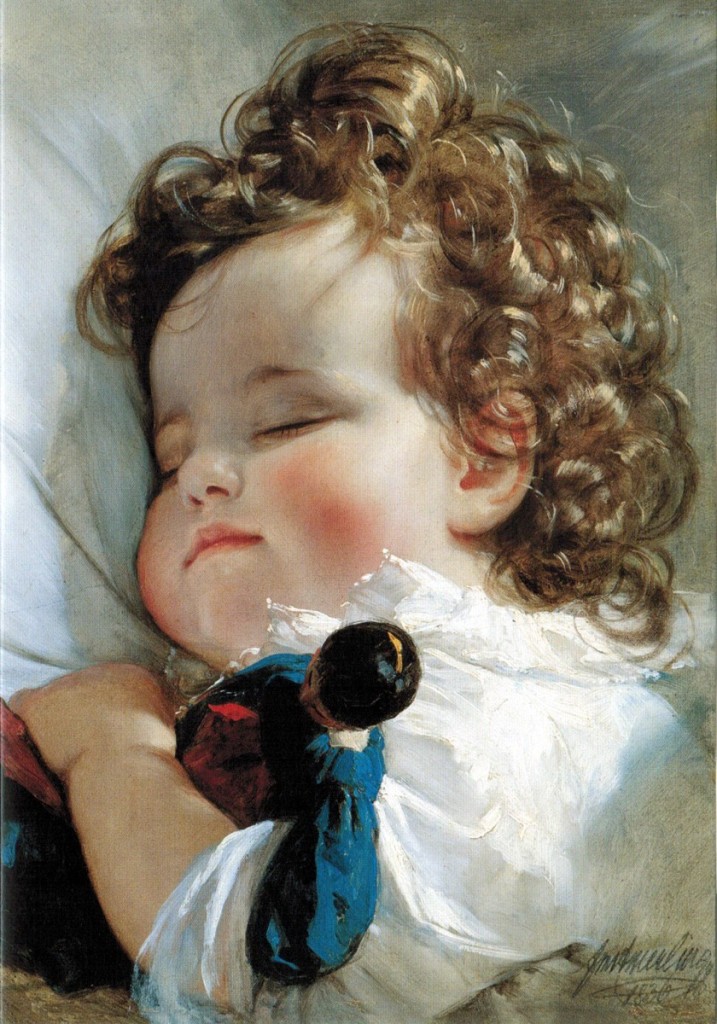 兩歲的列支敦士登公主瑪麗‧法蘭切斯卡（Marie Franziska von Liechtenstein, 1834-1909），油彩紙板，1836，列支敦士登美術館。
