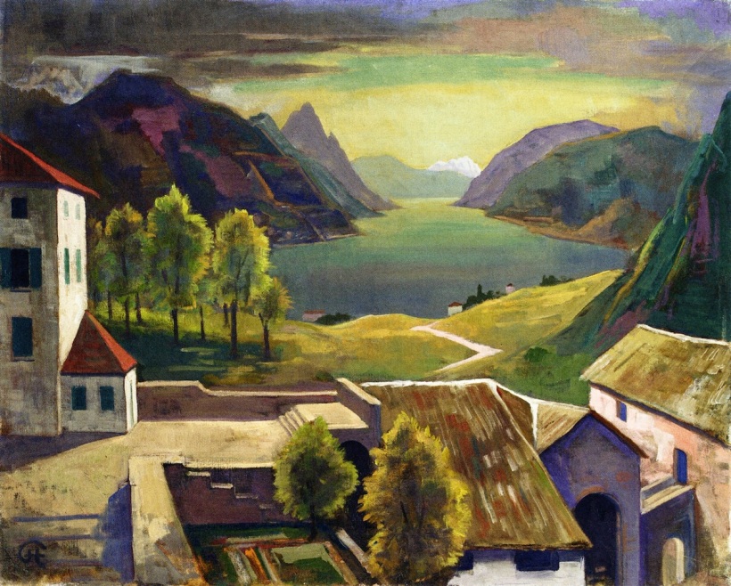 瑞士山城蒙塔格諾拉（Montagnola），油彩畫布。